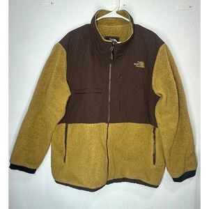 The North Face Denali Fleece Jacket Full Zip Mens XXL Yellow Dark Brown
